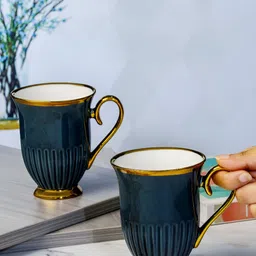 Roxx Blue & White 2 Pieces Dishwasher Safe Porcelain Glossy Finish Mugs 300ml image 5