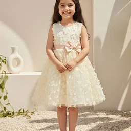 YK Girls Butterfly Applique Bow Fit & Flare Dress-image-24
