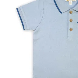 Ohmybebe Boys Polo Collar Organic Cotton T-Shirt With Shorts image 2
