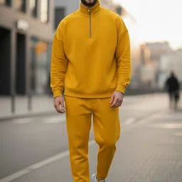 MACK JONNEY Men Solid Mock Collar Half Zipper Tracksuit-picture-20