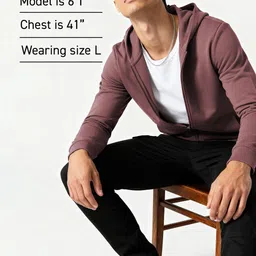 DAMENSCH Men Solid Ultra Soft Extra Durable Zipper Hooded Neck Sweatshirt image 2