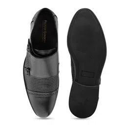 FELELOZ LONDON Men Textured Genuine Leather Formal Monk Shoes image 5