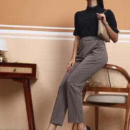 FITHUB Women High-Rise Wrinkle Free Formal Trousers image 5