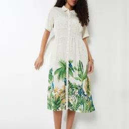 max Women Tropical Printed Shirt Midi Dress-picture-53