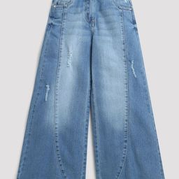 Tiny Girl Girls Wide Leg Mid-Rise Mildly Distressed Light Fade Stretchable Jeans-picture-17