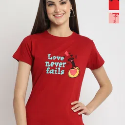 Dreambe Women Pack Of 3 Floral Printed Round Neck Cotton T-shirts-image-72