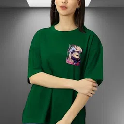 Kasendra Oversized Graphic Round Neck Regular Length Printed Cotton T-shirt-picture-35