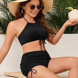 DREAM X FASHION Halter Neck High-Waist Swim Bikini Set image 4