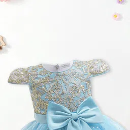 FOREVER FRIDAY Girls Ethnic Motifs Embroidered Round Neck Cotton Fit and Flare Dress-picture-25