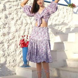 Sera Floral Printed V Neck Top & Skirt-picture-18