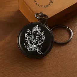 Giftzy Spiritual Ganesha Pocket Watch for Gifting Lucky Charm Keyring for Men Women & Kids Decorative Keychains for Home Bags & Gifts Pocket Watch For Mens Black metal Pocket Watch Chain-picture-13