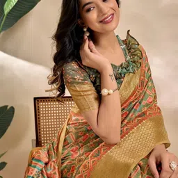 Aman's Impero Ethnic Motifs Silk Blend Saree image 5