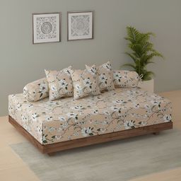 SWAYAM Beige & White 6 Pieces Floral Printed Cotton Diwan Set-picture-28