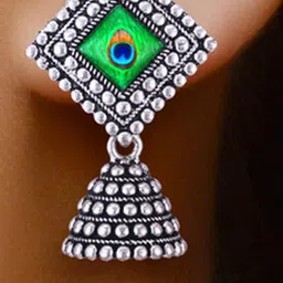 Sangria Silver-Plated Alloy Jhumkas image 4