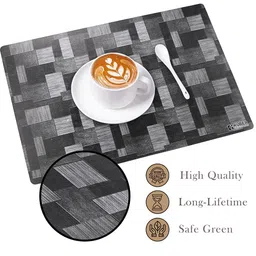 Kuber Industries 12-Pcs Grey & Black Printed Waterproof Table Placemats image 5