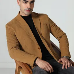 TAHVO Men Slim-Fit Notched Lapel Single Breasted Blazer-picture-35