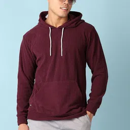 V-Mart Men Solid Hood Cotton Pullover Sweatshirt-picture-41
