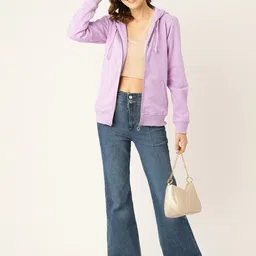 The Roadster Lifestyle Co. Women Cotton Hooded Long Sleeves Zipper Sweatshirt-picture-25