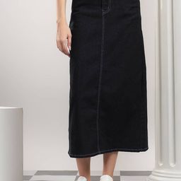 Stylecast X Kotty Denim A-Line Maxi Skirt-picture-27