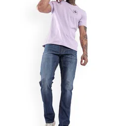 WROGN Men Comfort Slim Fit Low Distress Light Fade Jeans image 4