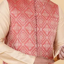 ZOIS Men Woven Design Mandarin Collar Nehru Jacket image 5