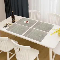 LUXEHOME INTERNATIONAL Grey 4 Pieces Textured Heat-Resistant & Anti-Skid Table Placemats-picture-12