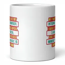 Mr UVD White & Red Typography Printed Ceramic Glossy Mug - 350 ml image 5
