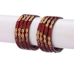 1ST TIME Set Of 16 Green Alloy Artificial Stones & Beads Antique Bangles image 2