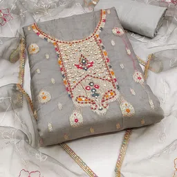 SHADOW & SAINING Organza Semi-Stitched Dress Material-picture-29