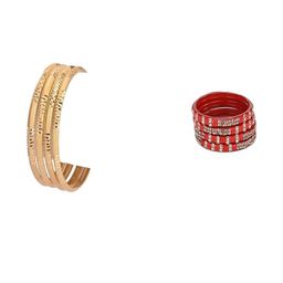 1ST TIME Set Of 8 Gold-Toned Alloy Artificial Stones & Beads Antique Bangles-picture-44