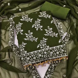 Nayanthara Trends Floral Embroidered Sequinned Unstitched Dress Material-image-64