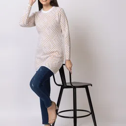 GFO Women Woollen Longline Long Sleeves Pullover Sweater image 3