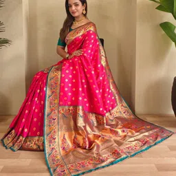 Mameraa Ethnic Motifs Zari Art Silk Handloom Saree image 3