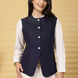 KALINI Women Mandarin Collar Cotton Nehru Jackets-picture-33