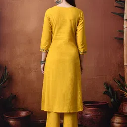 TRUVON FASHIONS Floral Embroidered Panelled Thread Work Pure Cotton A-Line Kurta Set image 5