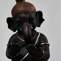 HOME DECOR BY ADITI Black & Golden Fibre Study Ganpati With Book Showpiece image 2
