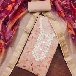 SAINOOR Floral Printed Semi-Stitched Dress Material-image-14