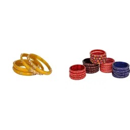 SOMIL Set Of 24 Artificial Stones Studded & Beaded Bangles-picture-24
