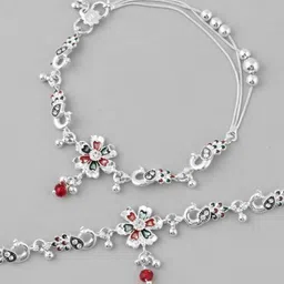 VOJ Silver-Plated Artificial Beads Anklet image 3