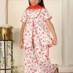 Cutiekins Girls Floral Printed A-Line Kurta with Palazzos & Dupatta image 3