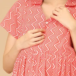 The Mom Store Printed Maternity Cotton Fit & Flare Midi Dress image 3