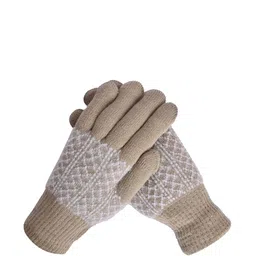 LOOM LEGACY Women Striped Acrylic Winter Gloves image 5