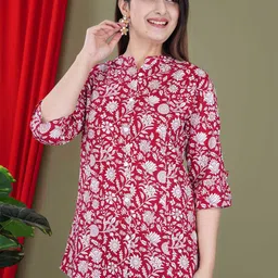 FebQ Women Floral Printed Shirt Style Top-image-11