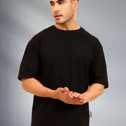 UNIQSOME Men Solid Round Neck Premium Cotton Oversized T-shirt-picture-30