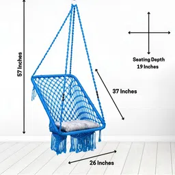 Swingzy Blue Rectangular Hanging Hammock Swing image 3