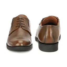 HAUTTON Men Textured Round Toe Leather Lace-Up Derby Formal Shoes image 4