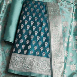 Meena Bazaar Floral Woven Design Chanderi Silk Unstitched Dress Material-picture-35