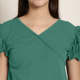 Metronaut Women Pack of 2 Puff Sleeve Peplum Top image 3