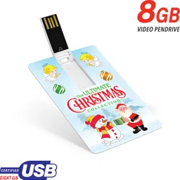 inkmeo Movie Card - Ultimate Christmas Collection - - Christmas Songs and Carols - 8GB USB Memory Stick - High Definition(HD) MP4 Video image 2