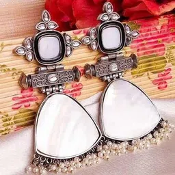 SZN Contemporary Shaped Oxidised Drop Earrings-picture-18